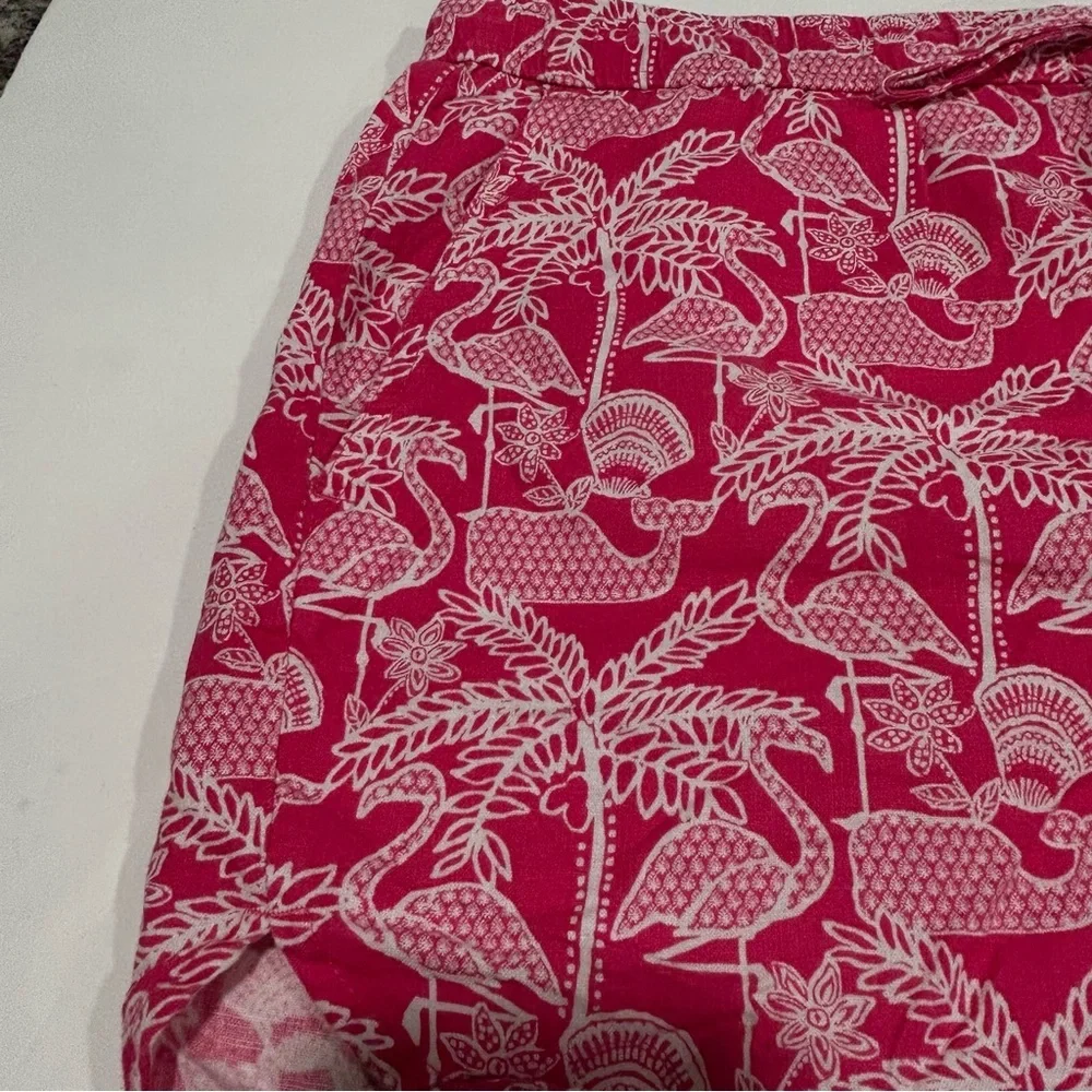 Vineyard Vines Vibrant Women's Linen Cotton Shorts Whales Flamingos Size Large - Picture 4 of 9
